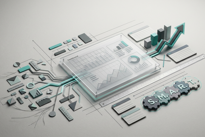 Business metrics, KPIs, SMART performance measures and dashboards
