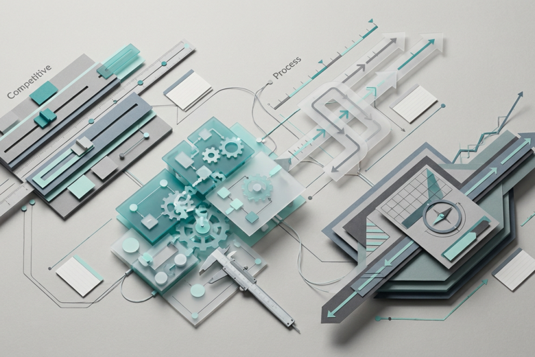 Types of benchmarking including competitive, functional, process and strategic benchmarking